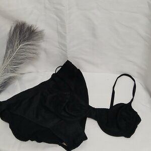 Lux black textured two-piece swimsuit- Size 8